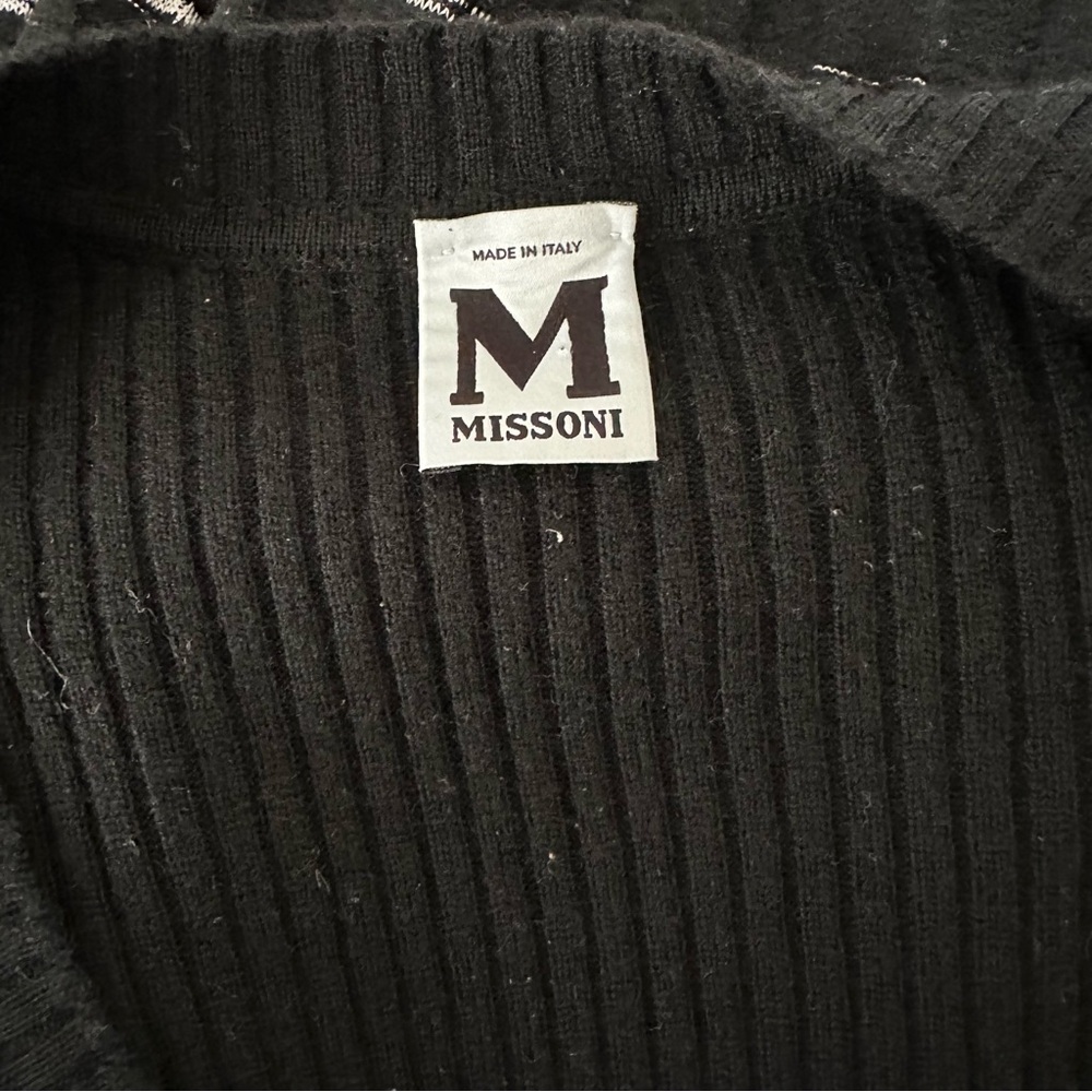 Missoni Black and White Sheath Striped Dress with Bishop Sleeves Wool Blend 12 - Picture 3 of 8